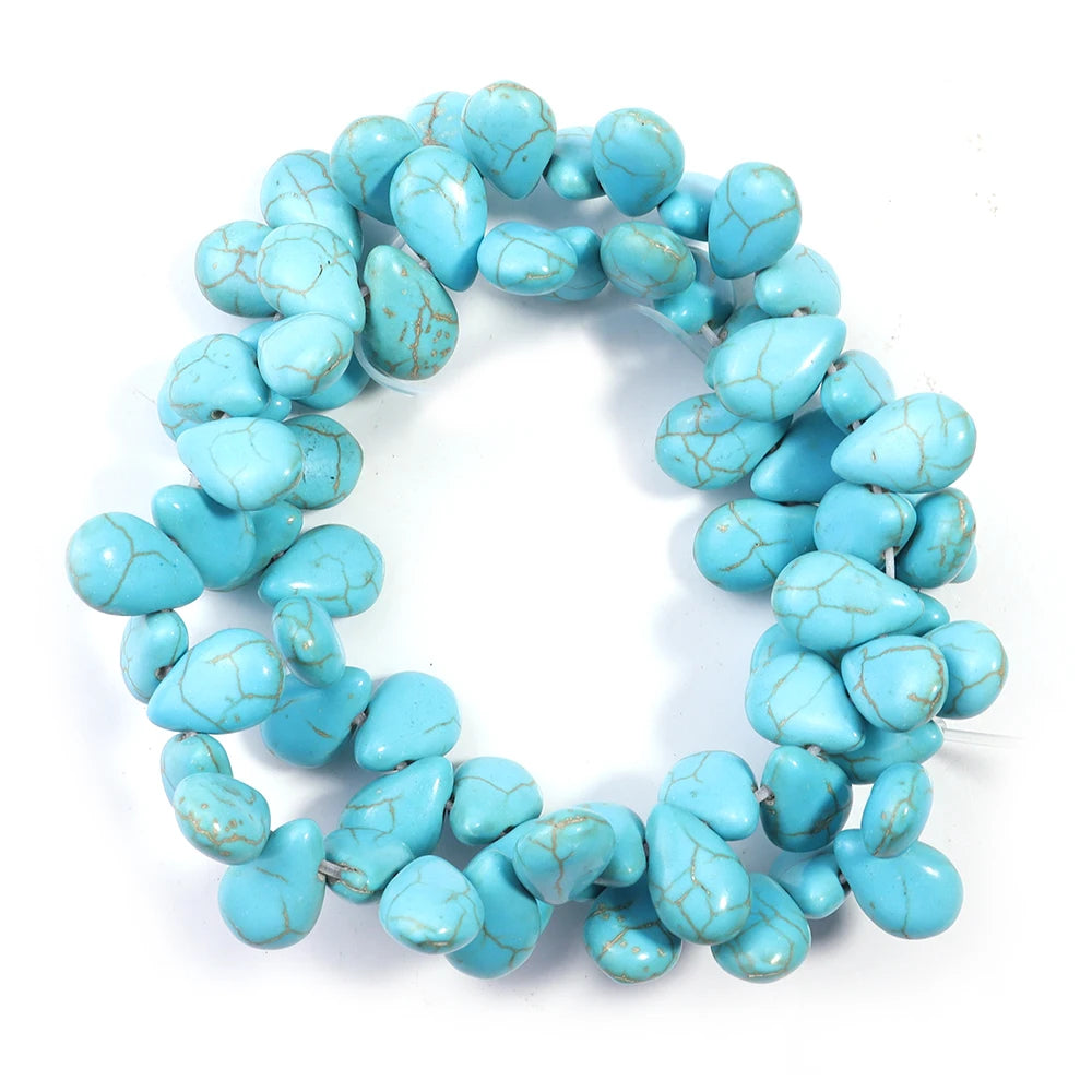 Water Drop Turquoise Stone Spacer Beads 45-70pcs DIY Jewelry Stone Spacer Beads PLUSH Blue 12X16mm-ap50pcs