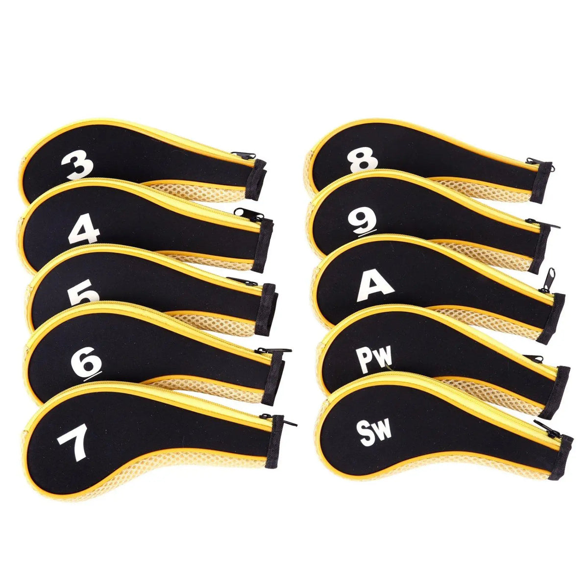 Golf Iron Headcovers 12-Piece Set | Zippered Neoprene Protectors Golf Iron Headcovers PLUSH
