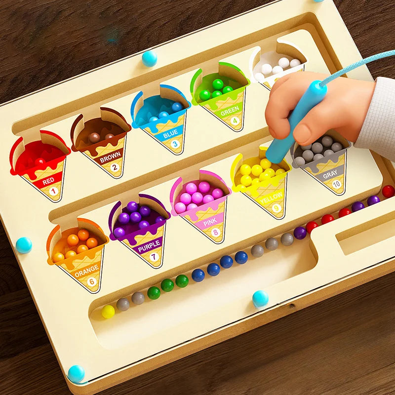 Wooden Ice Cream Maze Puzzle Toy – Color Sorting for Kids 3–6 Wooden Maze Puzzle Toy PLUSH