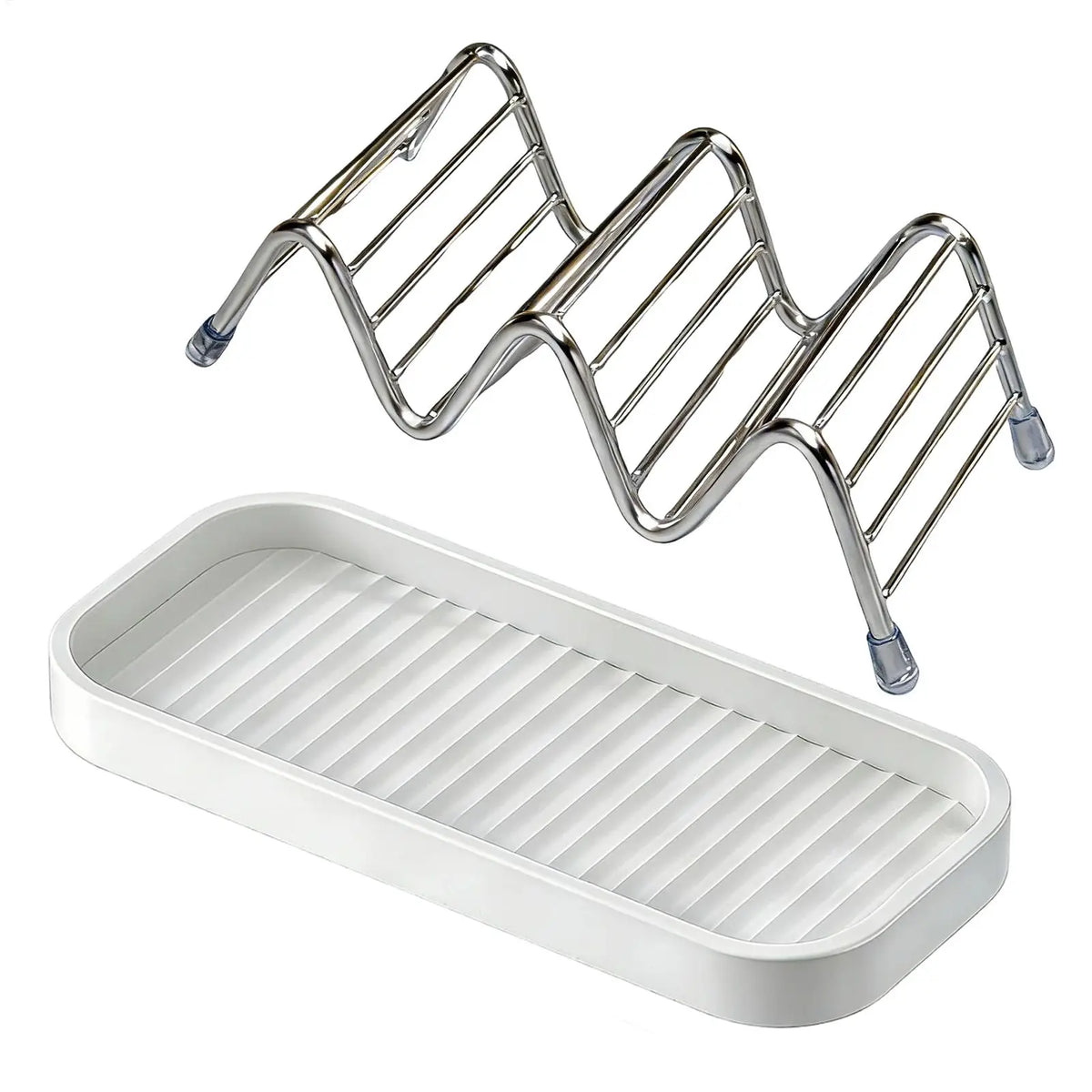 Stainless Steel Soap Dish with Drainage Tray | Bathroom Organizer Soap Dish Rack PLUSH
