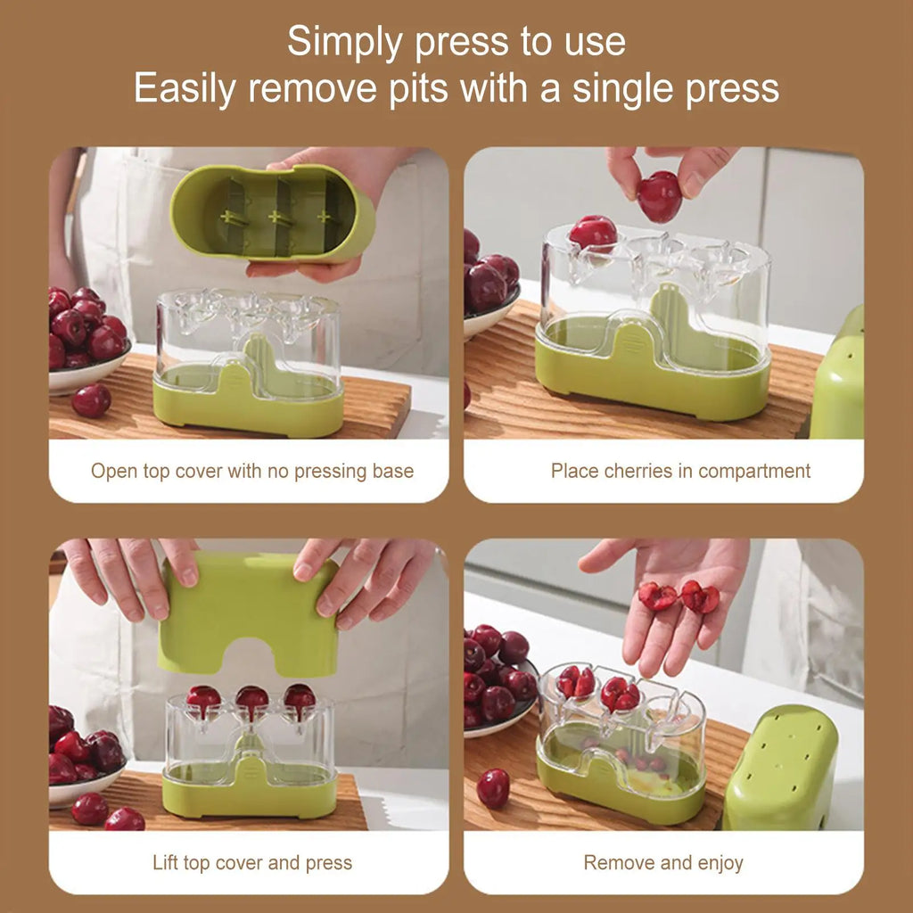 3-Hole Cherry & Olive Pitter Tool – Manual Press Pit Remover Cherry Pitter Tool PLUSH