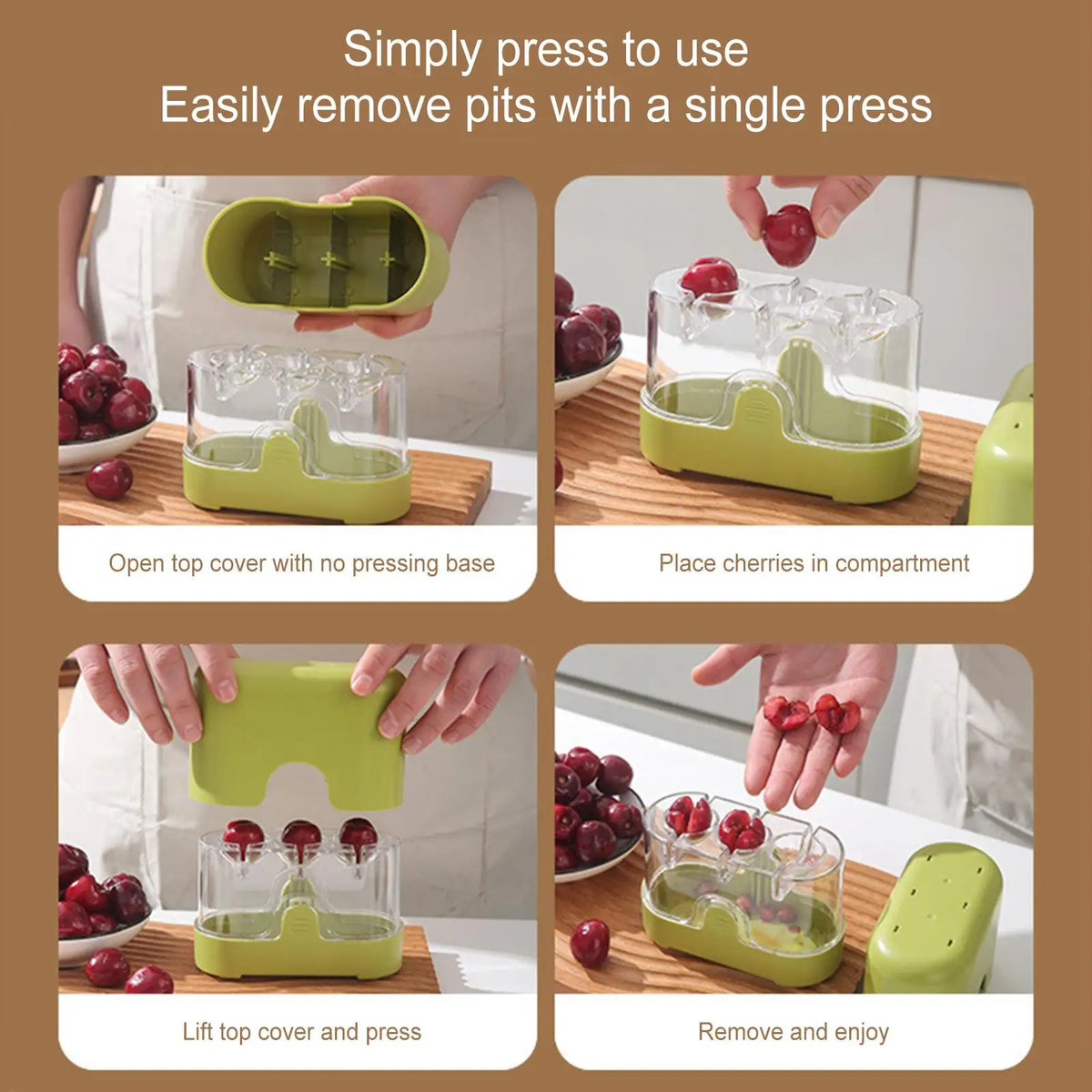 3-Hole Cherry & Olive Pitter Tool – Manual Press Pit Remover Cherry Pitter Tool PLUSH
