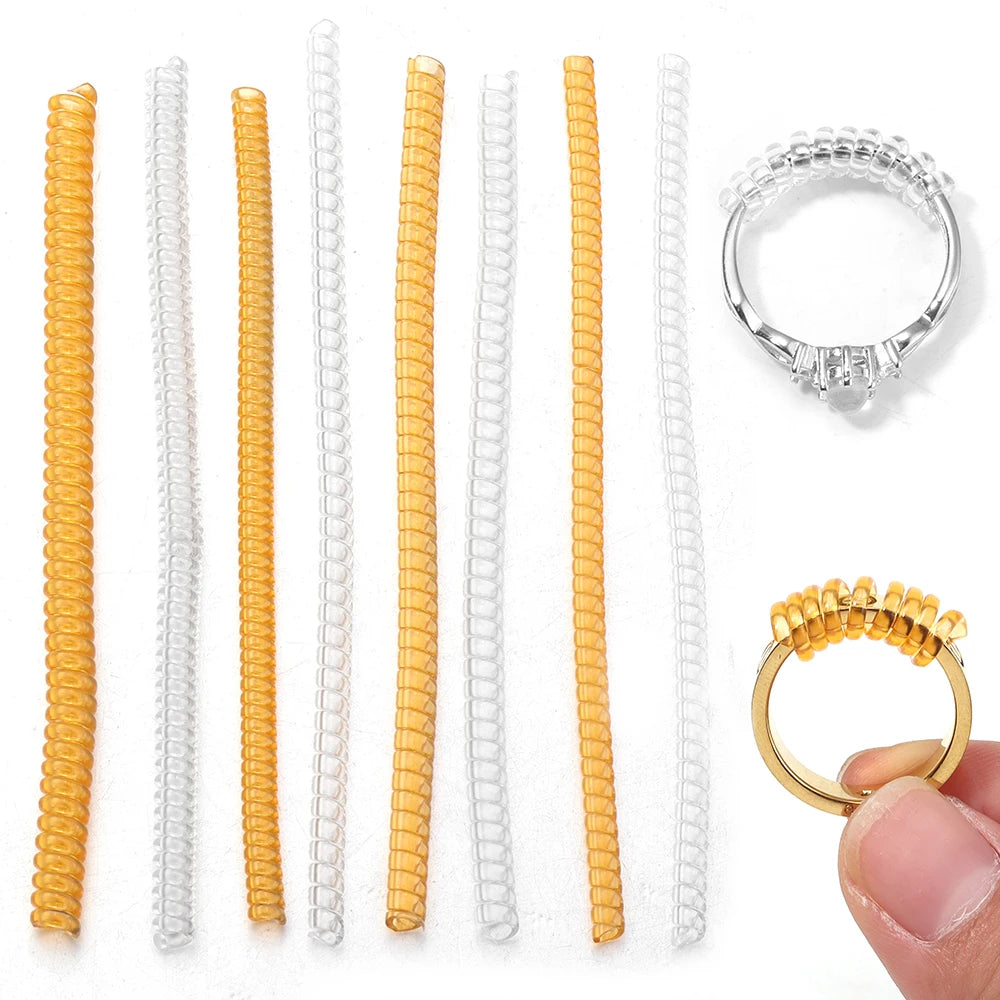 10pcs Plastic Spiral Ring Size Adjuster – Transparent & Gold Ring Size Adjuster PLUSH