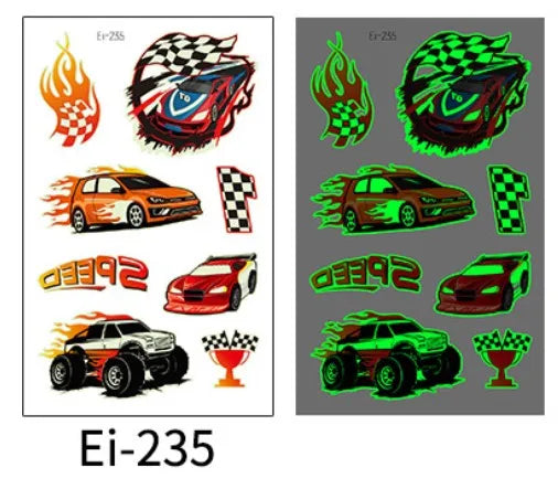 Glow in the Dark Motorcycle Tattoo Stickers for Kids – Waterproof Temporary Tattoo Stickers PLUSH 235