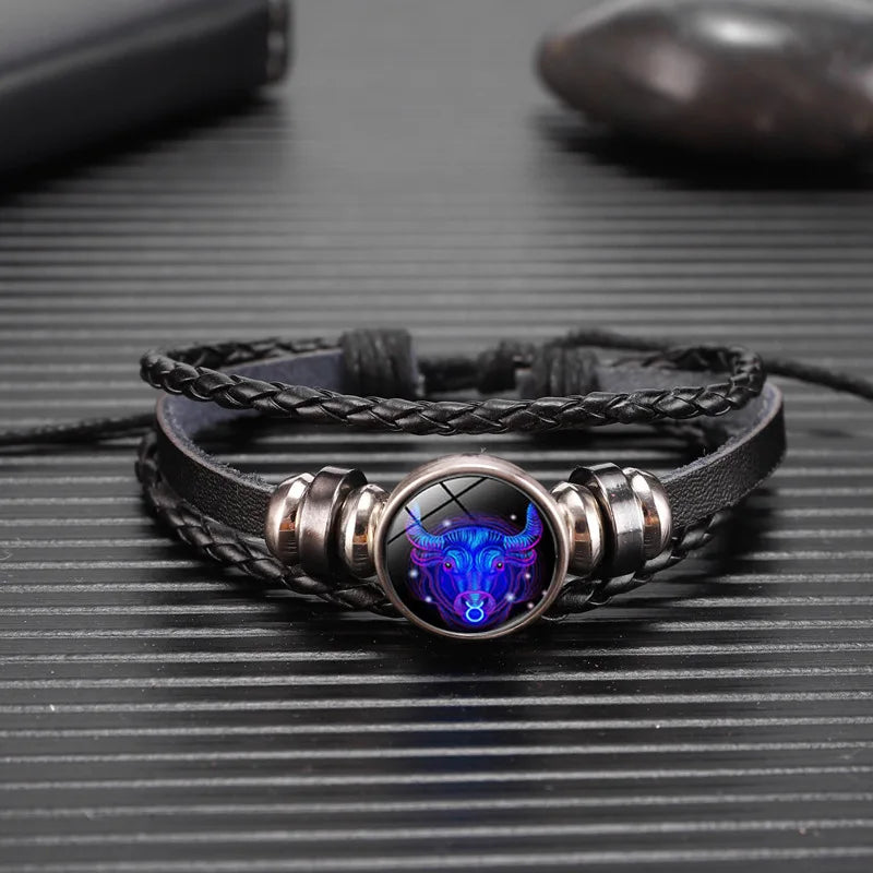 Zodiac Constellation Beaded Leather Bracelet | Multilayer Handwoven Charm Bracelet PLUSH Taurus