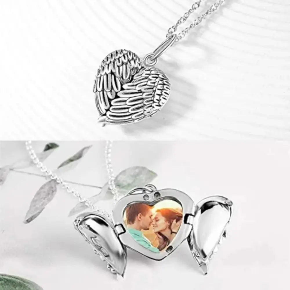 Sublimation Blank Angel Wing Heart Pendant Necklace – Gold Pendant Necklace PLUSH