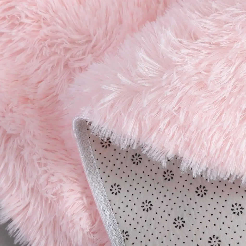 Super Soft Round Plush Rug – Fluffy Thick Pile Floor Mat Plush Area Rug PLUSH