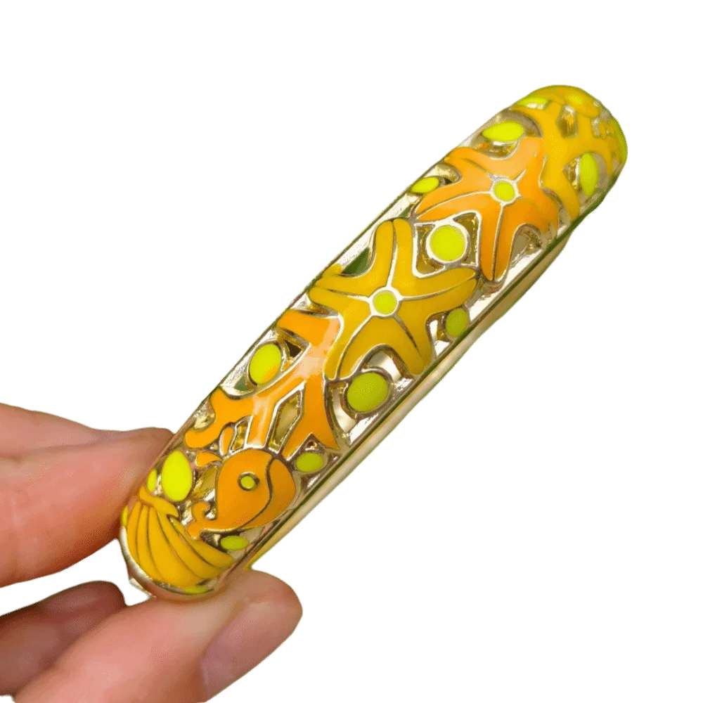 Starfish Cloisonné Enamel Bangle | Vintage Bohemian Women's Bracelet Enamel Bangle Bracelet PLUSH 8