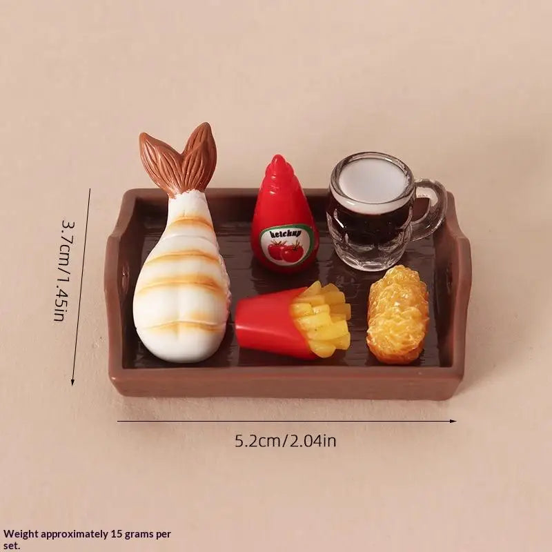 Miniature Fast Food Set 1:12 Scale Dollhouse Resin Props Dollhouse Accessory Set PLUSH A6