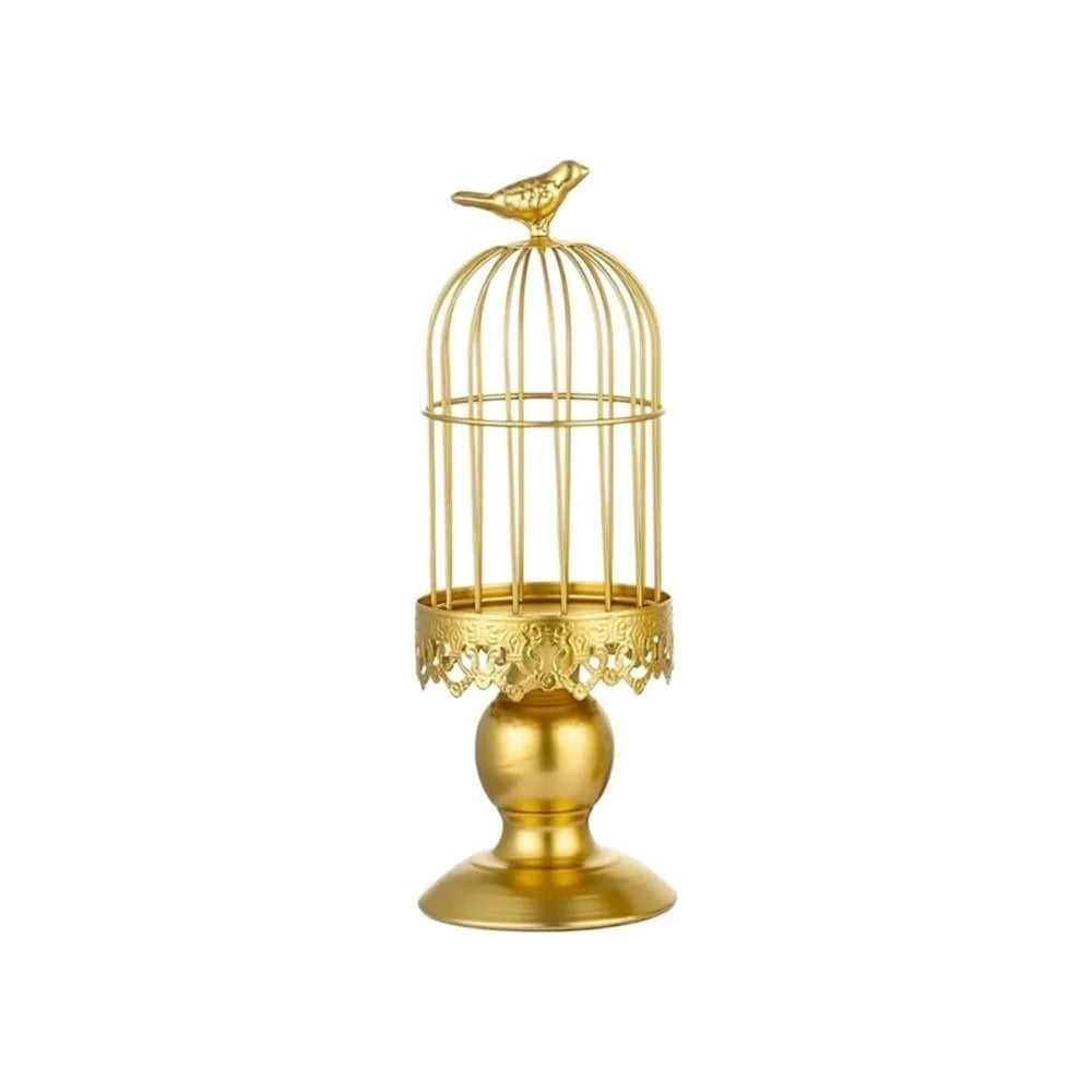 Vintage Iron Birdcage Candle Holder – Tabletop Décor Stand Iron Candle Holder PLUSH Small Gold