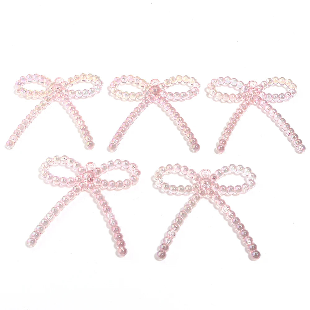 5pcs Bowknot Acrylic Charms – Color Plating DIY Jewelry Making Jewelry Charms PLUSH pink