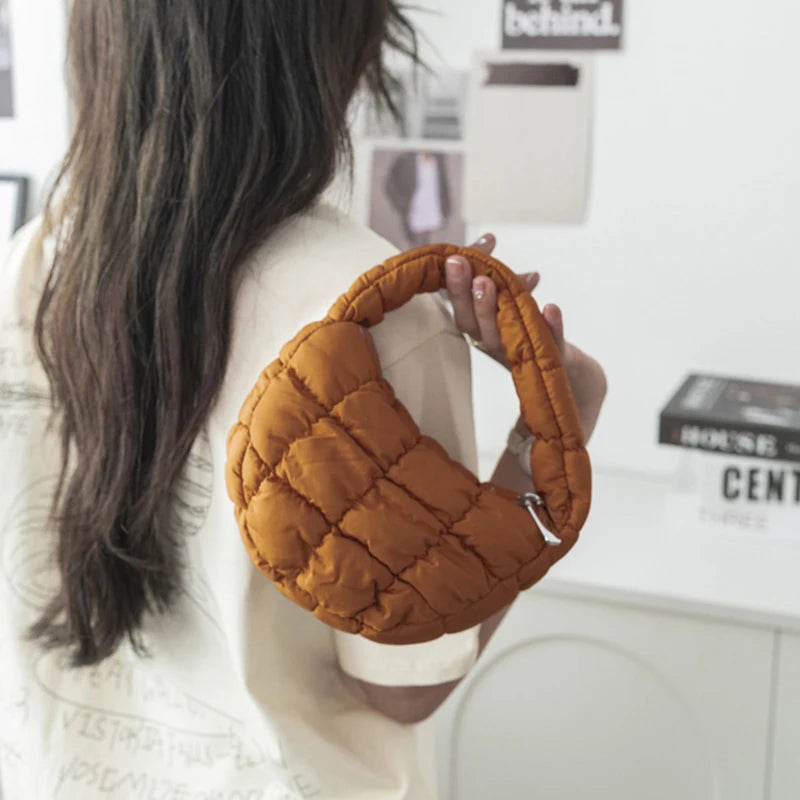 Mini Puffer Quilted Tote Bag – Soft Nylon Dumpling Purse Mini Tote Bag PLUSH