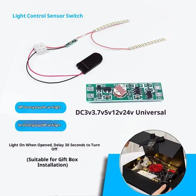 8mm Photocell Light Sensor Switch Auto On/Off DC 3–24V Module Light Sensor Switch PLUSH