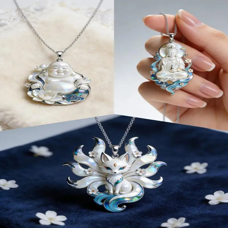 Nine-Tailed Fox Enamel Pendant Necklace & Charm | 1/3 Pcs Enamel Pendant Necklace PLUSH 3pcs A7