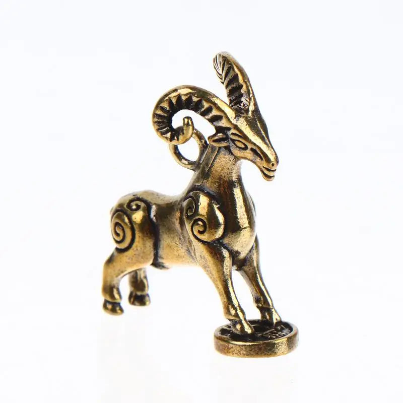 Solid Brass Zodiac Goat Figurine – Auspicious Animal Statue Brass Zodiac Figurine PLUSH Default Title
