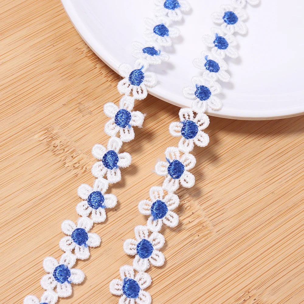 3 Yards Flower Lace Trim 1.5cm Polyester – DIY Craft Decor Lace Trim Ribbon PLUSH royal blue 1.5cm