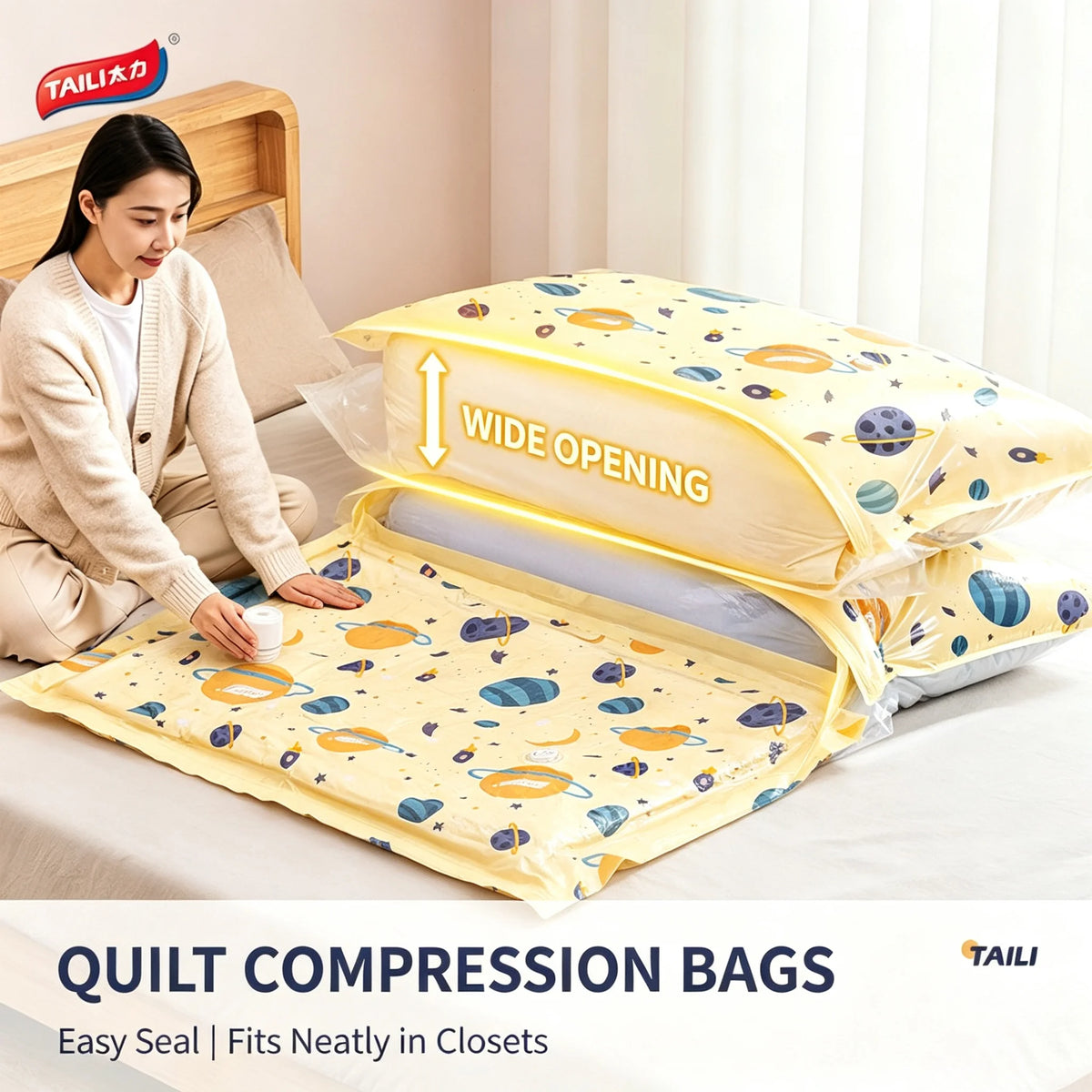 TAILI Vacuum Storage Bags – No-Pump Compression Bags Vacuum Storage Bags PLUSH