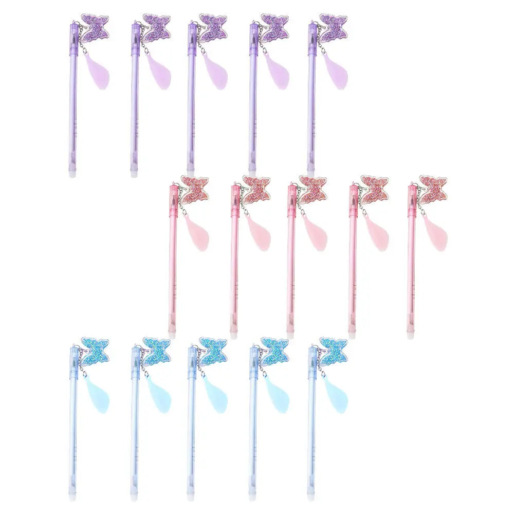 15pcs Butterfly Pendant Gel Pens | Kawaii Cute Writing Set Kawaii Gel Pens PLUSH