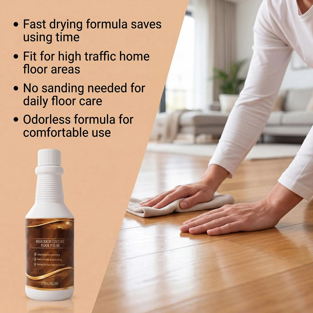 Floor Shine Restorer 120ml – Wood Polish & Scratch Repair Floor Polish Spray PLUSH