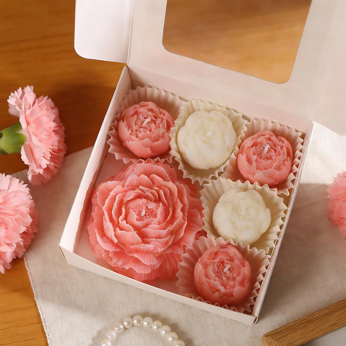 Soy Wax Rose Candle Set 6pcs – Handmade Floral Home Décor Gift Decorative Candle Set PLUSH