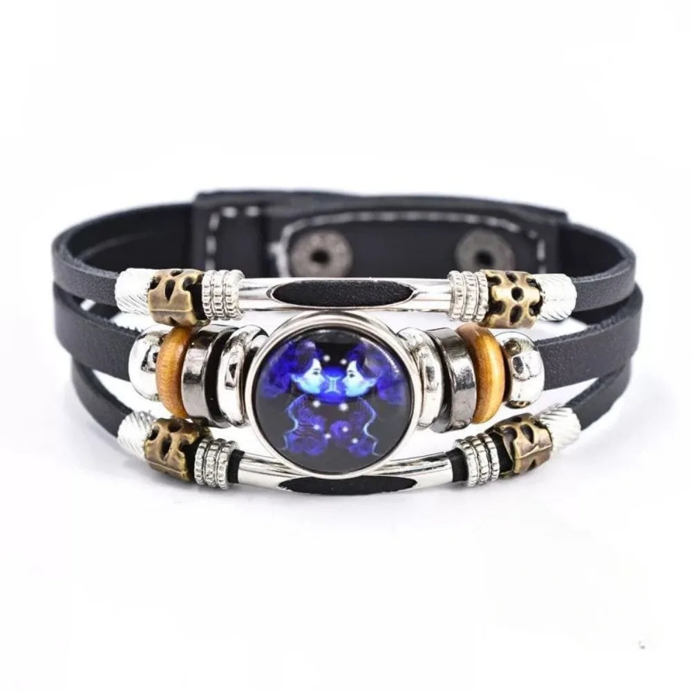 Zodiac Constellation Luminous Leather Bracelet | Unisex Gift Charm Bracelet PLUSH