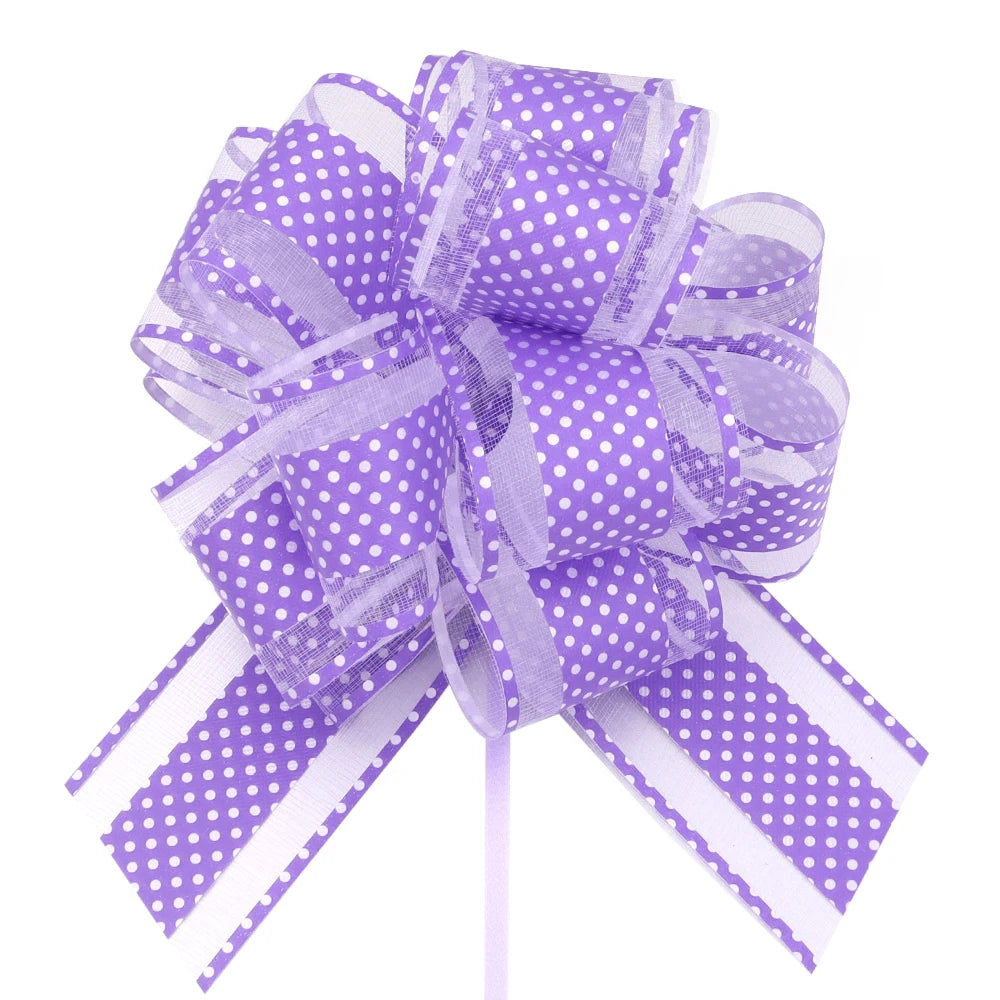 2pcs Polka Dot Pull Bow Ribbons 15cm – Gift Wrap Decoration Gift Wrap Bow PLUSH Purple