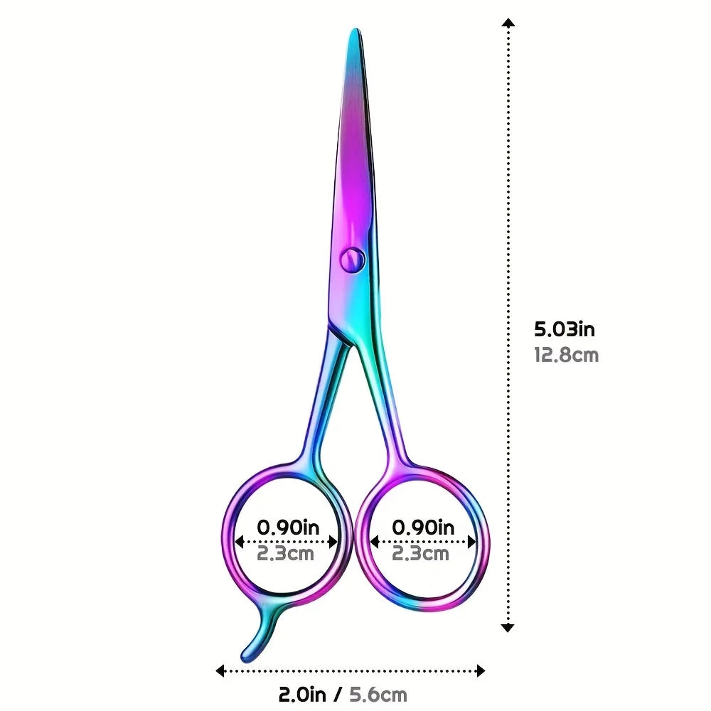 Rainbow Stainless Steel Grooming Scissors – Brow, Beard & Nose Grooming Scissors PLUSH
