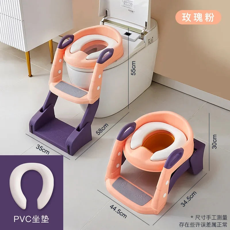 Foldable Kids Toilet Seat with Step Stool Ladder – Unisex Kids Potty Seat PLUSH d