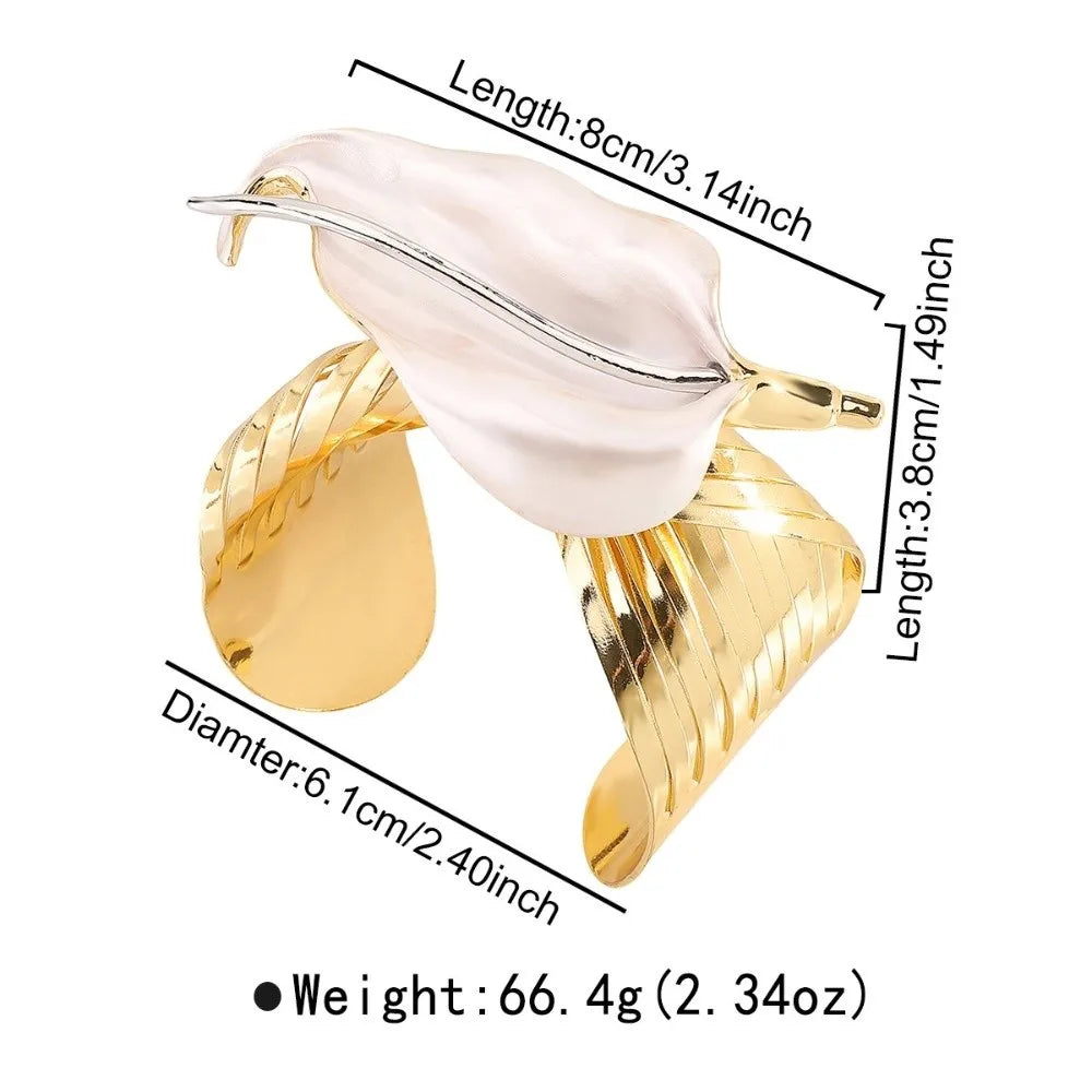 Bohemian 3D Iris Flower Gold Bangle Bracelet – Vintage Style Fashion Bangle Bracelet PLUSH Style 2