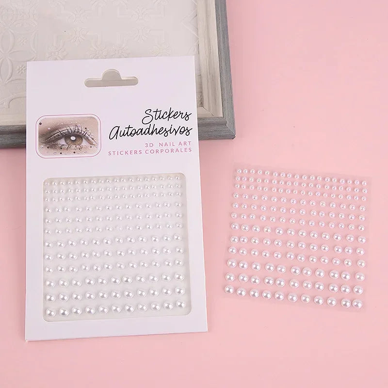 Pearl Face Gems Self-Adhesive Crystal Stickers 3–6mm Face Gem Stickers PLUSH white