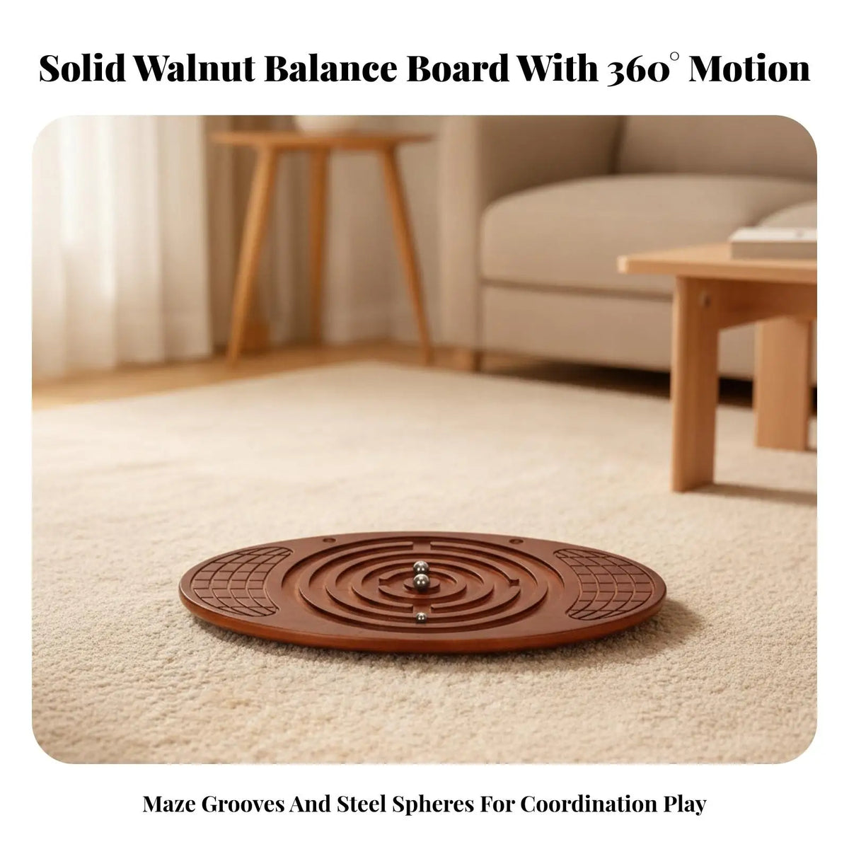 Rocking Wooden Balance Board with Maze & Steel Balls Balance Training Board PLUSH