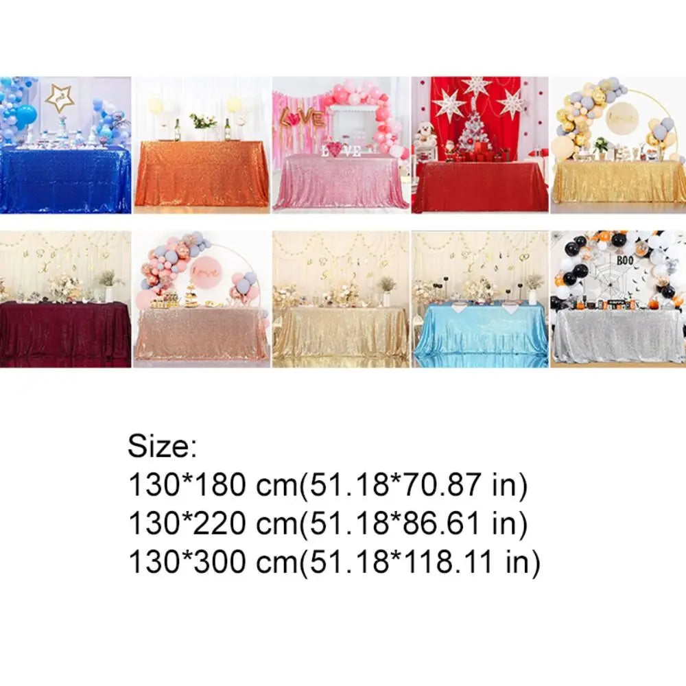 Rectangular Sequin Tablecloth – Sparkling Polyester Party Cover Sequin Tablecloth PLUSH