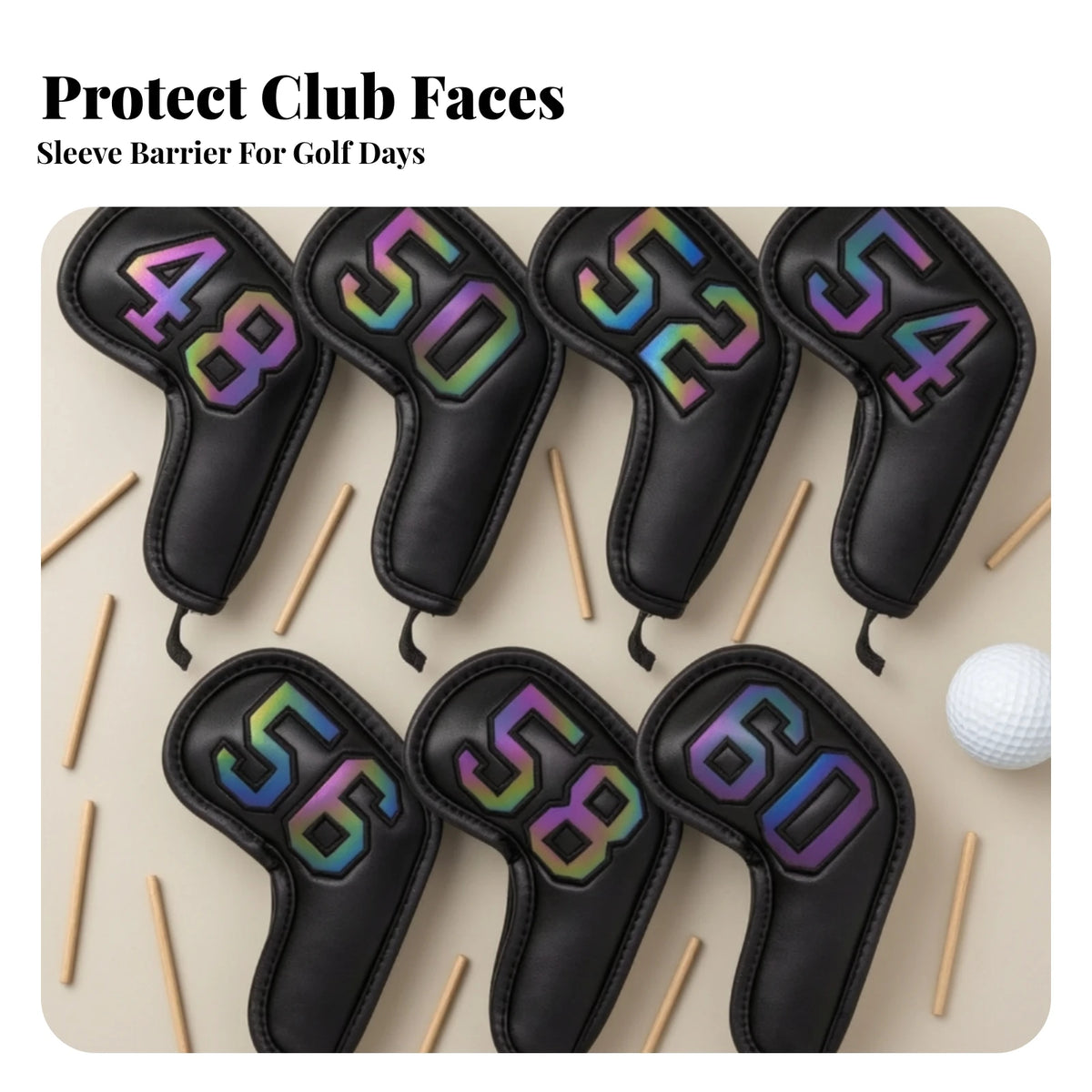 10-Piece Golf Iron Head Covers – PU Synthetic Leather Set Golf Iron Head Covers PLUSH