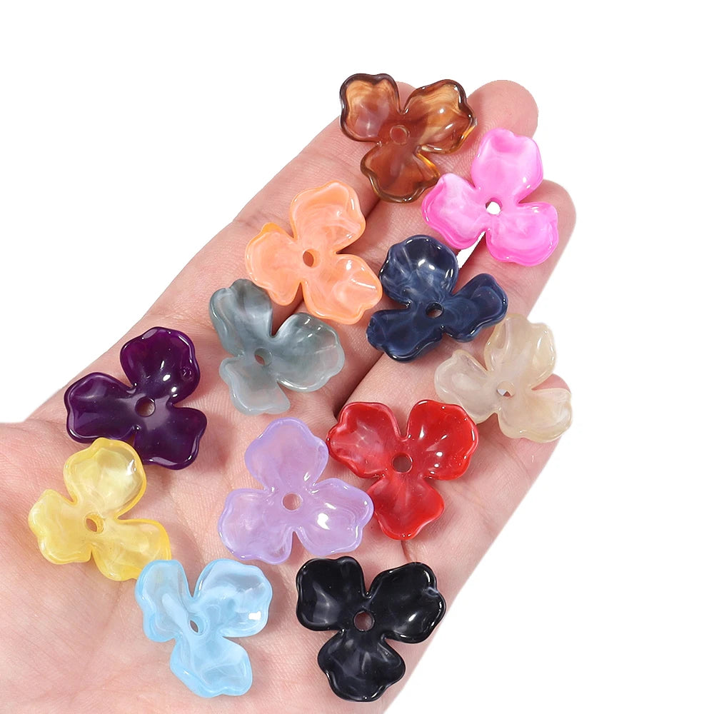 10pcs Two-Tone Flower Acrylic Bead Caps 22mm – DIY Jewelry Acrylic Bead Caps PLUSH