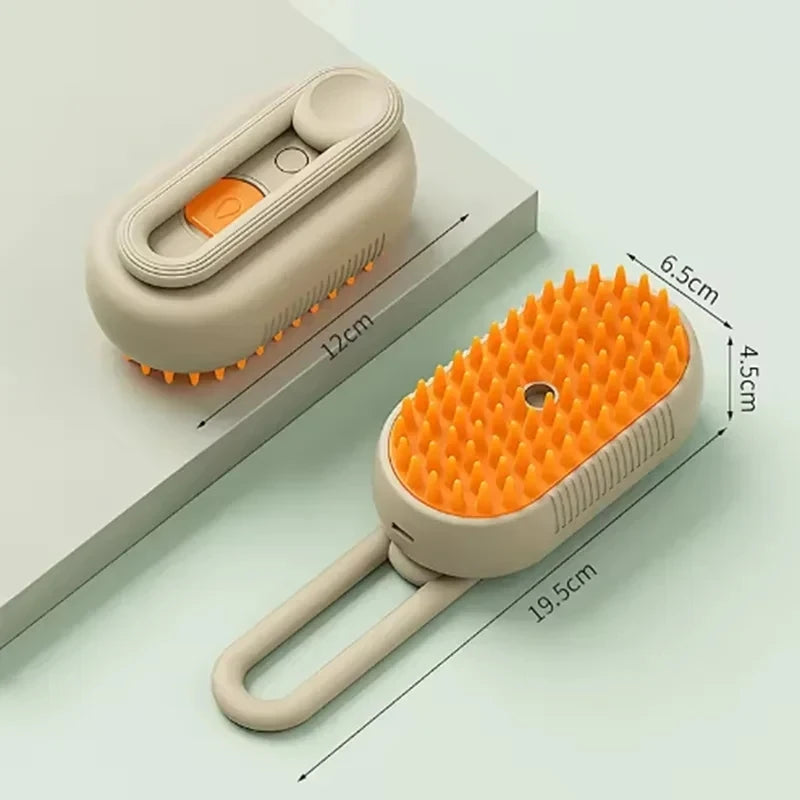 Pet Spray Massage Brush – Folding Deshedding Comb for Cats & Dogs Pet Grooming Brush PLUSH Orange