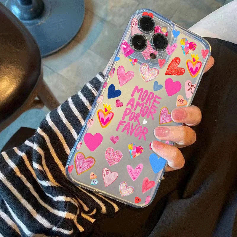 Love Heart Amor iPhone Case – Shockproof Cover 7 to 17 Pro Max iPhone Phone Case PLUSH