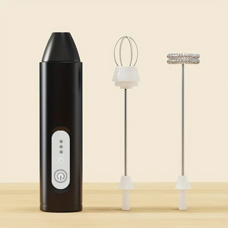 Handheld Mini Electric Milk Frother | USB Rechargeable 3 Speed Milk Frother PLUSH black