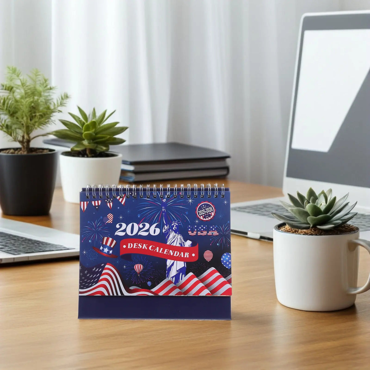 Small Desk Calendar 2026 – Patriotic Flip Monthly Planner Desk Calendar PLUSH