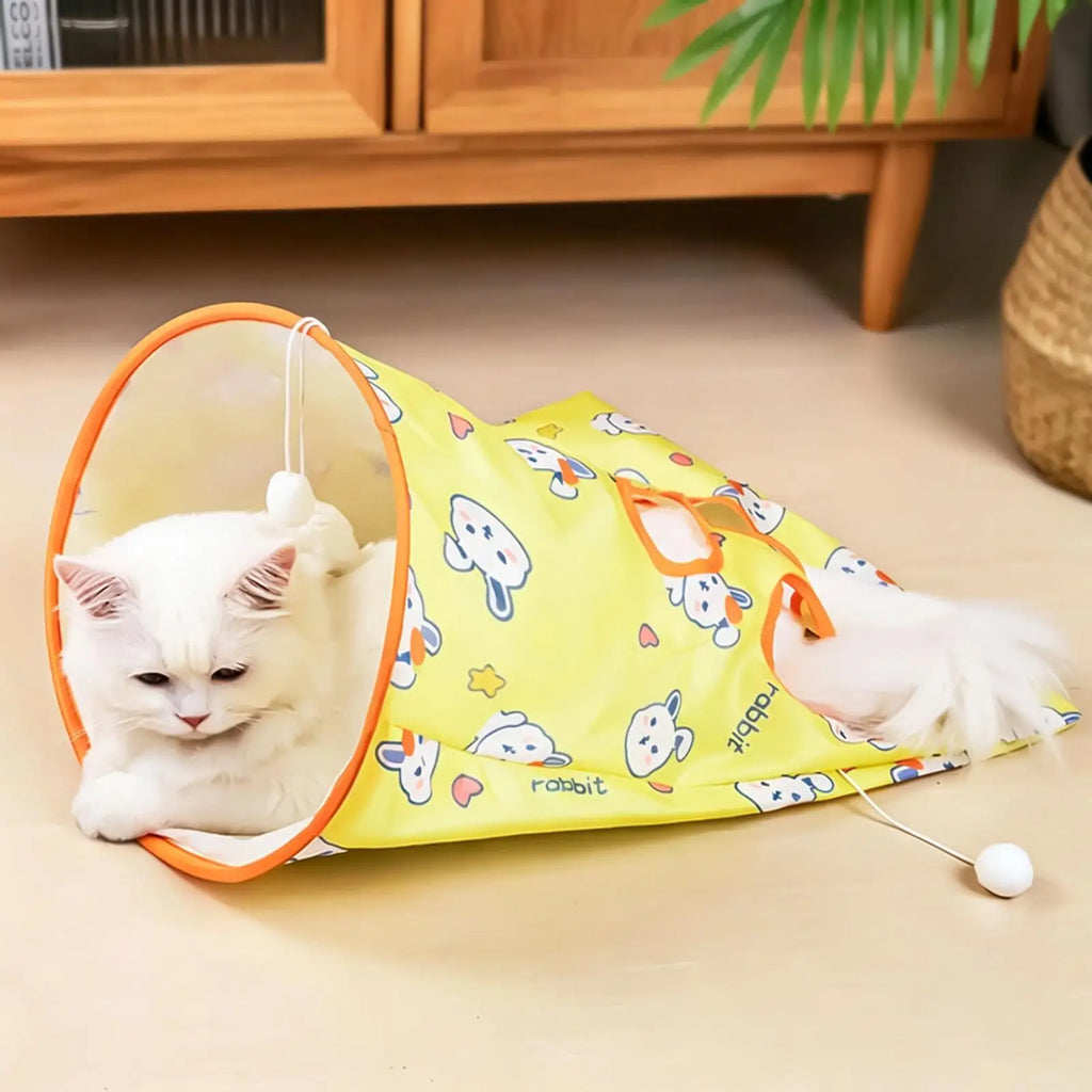 Foldable Cat Tunnel Toy with Crinkle Paper | Interactive Pet Toy Cat Tunnel Toy PLUSH