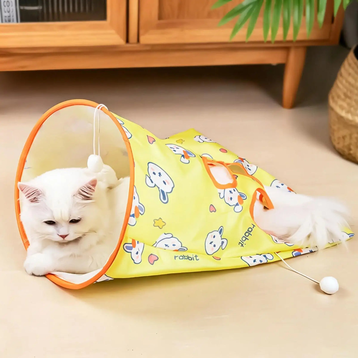 Foldable Cat Tunnel Toy with Crinkle Paper | Interactive Pet Toy Cat Tunnel Toy PLUSH