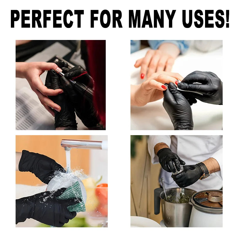 Disposable Black Nitrile Gloves Latex Free Powder Free 20/50/100pk Disposable Nitrile Gloves PLUSH