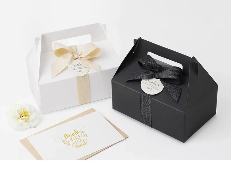10pcs Large White Gable Gift Boxes with Handles | Party & Baking Gift Boxes PLUSH