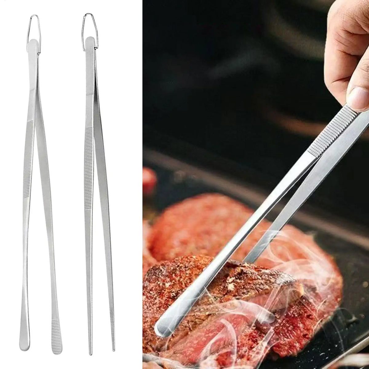Stainless Steel Kitchen Tongs – Non-Slip BBQ Cooking Tongs Kitchen Cooking Tongs PLUSH