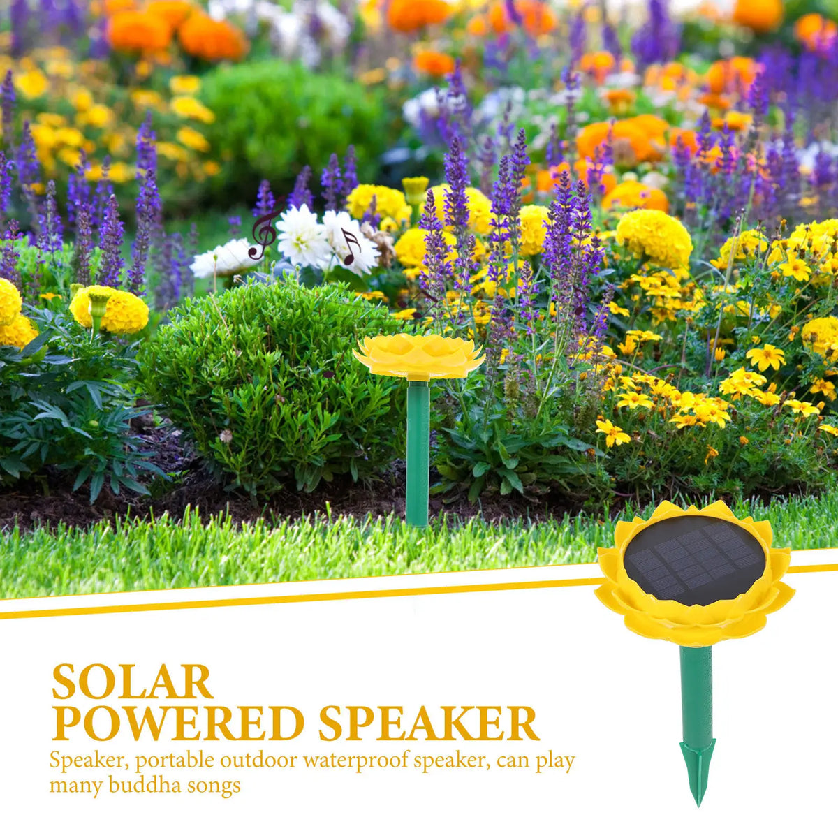 Lotus Solar Outdoor Wireless Speaker – Garden Music Player Solar Outdoor Speaker PLUSH