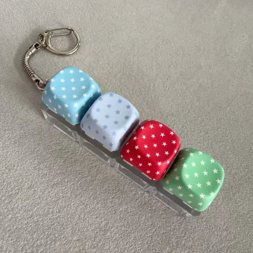 PBT 4-Key Fidget Keychain LED Click Sound Snake Chain Fidget Keychain PLUSH No Light-Star