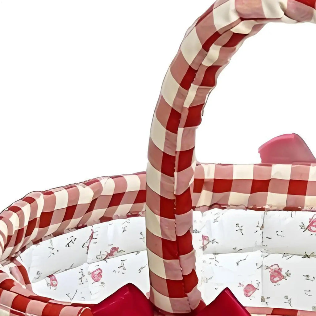 Red Plaid Quilted Fabric Storage Basket | Foldable Laundry Hamper Foldable Storage Basket PLUSH