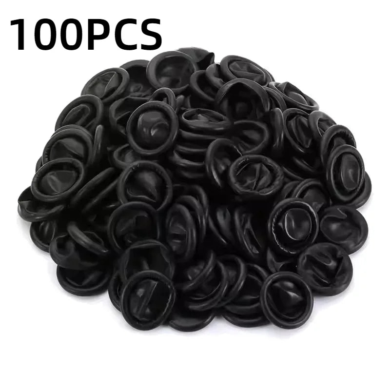 Disposable Latex Finger Cots 50/100/300pcs – Anti-Slip Powder Free Disposable Finger Cots PLUSH Black-100PCS