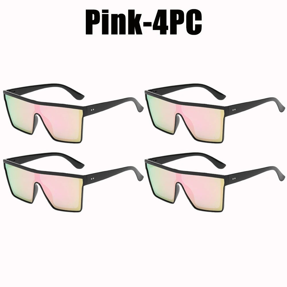 Women's Oversized Retro Sunglasses UV400 Square Sun Glasses Fashion Sunglasses PLUSH Pink-4PC