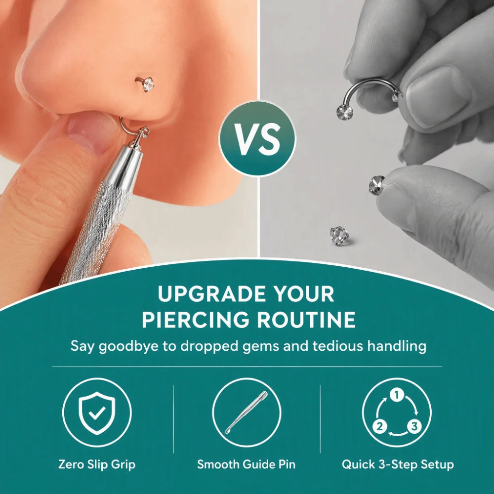 Stainless Steel Ear Piercing Tool Set – Taper & Ball Grabber Piercing Tool Set PLUSH