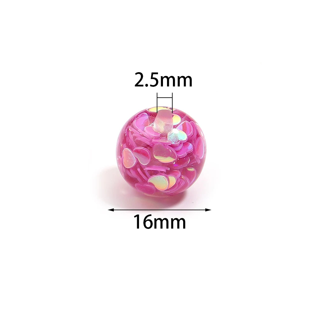 5pcs Transparent Round Resin Heart Sequin Beads – DIY Jewelry Resin Spacer Beads PLUSH